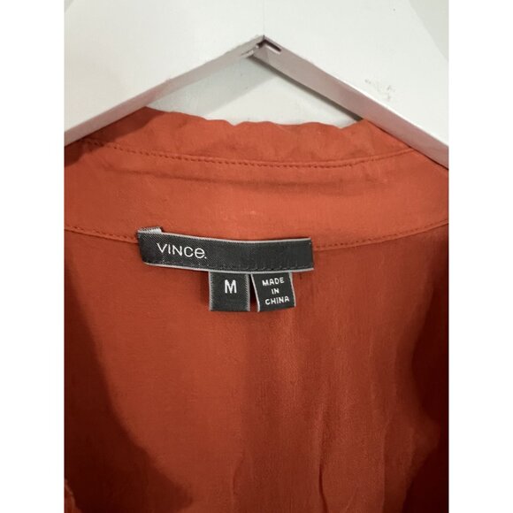 VINCE Orange Sleeveless Silk Button Down Collared Blouse Size M - Picture 5 of 5